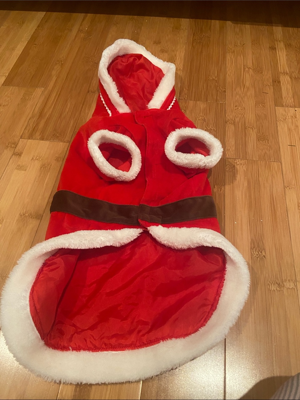 Dog Red Santa Costume Coat with White Trim